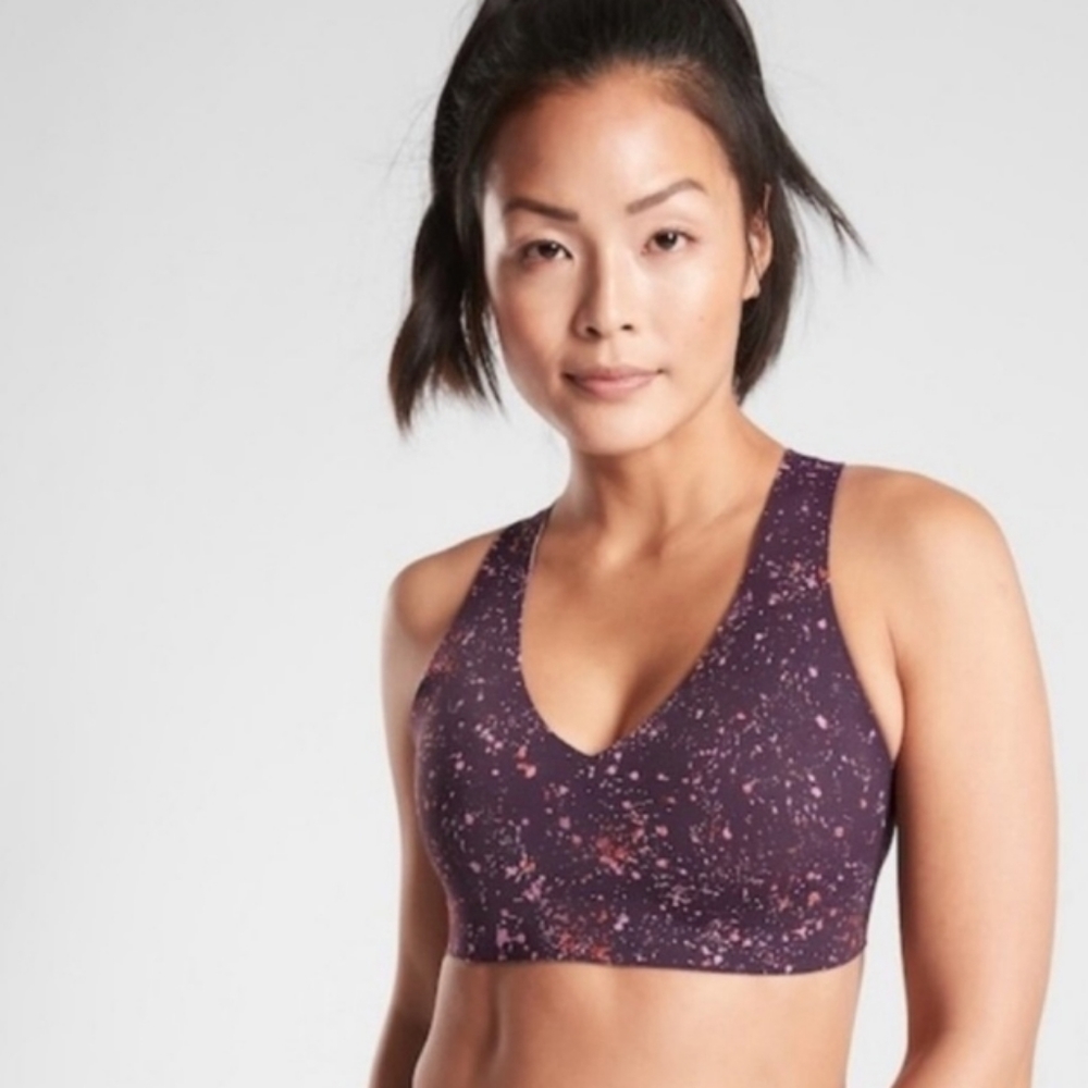 Athleta Reversible Sports Bra Women's size XS purple sports bra and Athleta bag